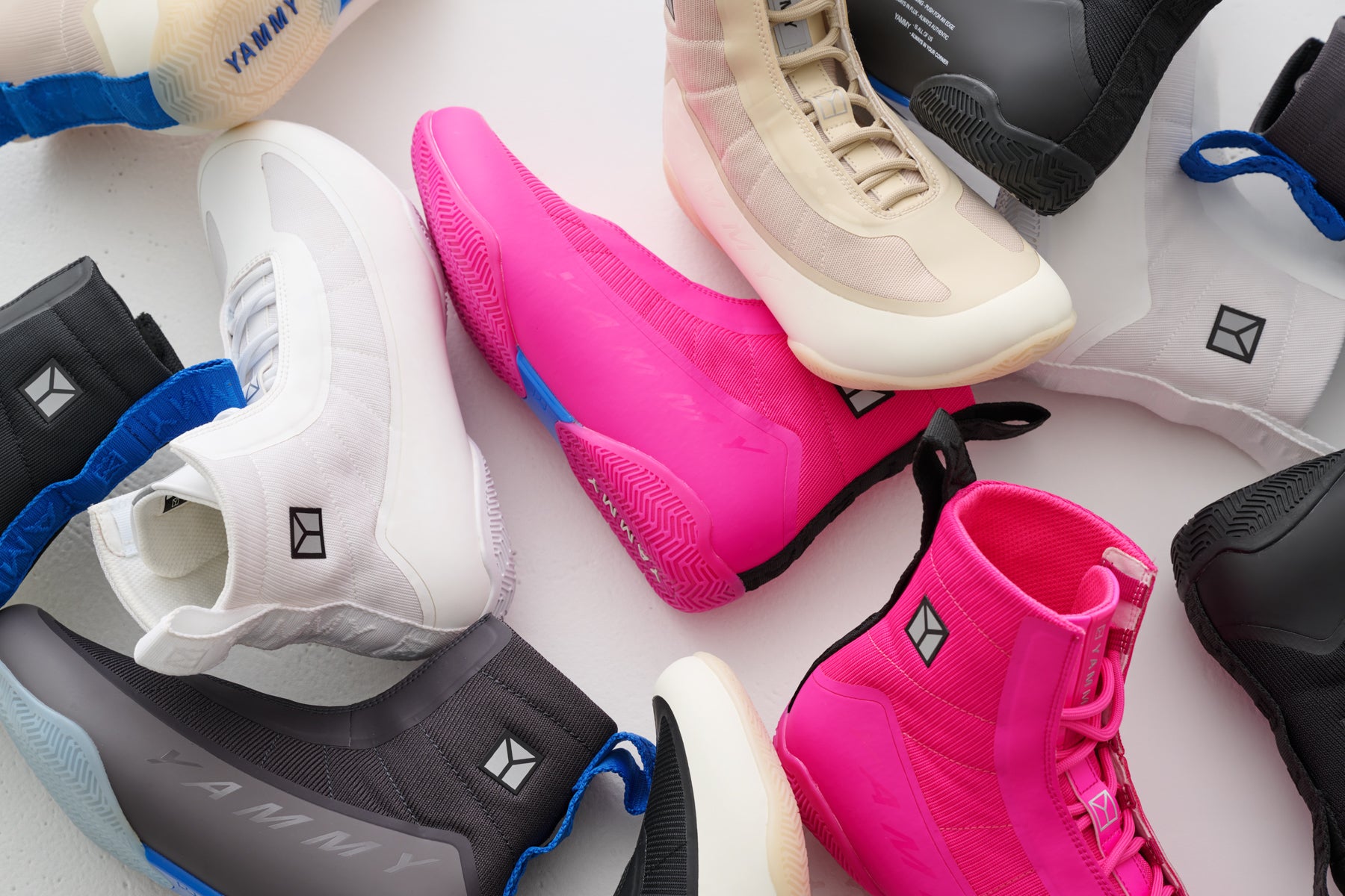 YAMMY Boxing Boots in white, black, pink, charcoal, blackbone, and beige