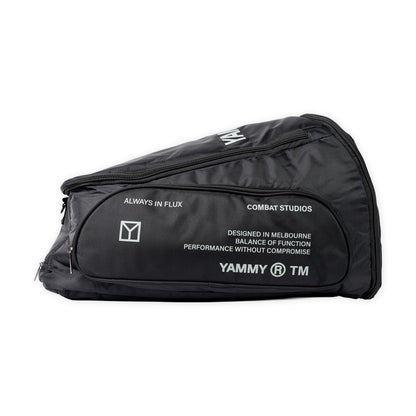 Black bag with textured surface on a white background