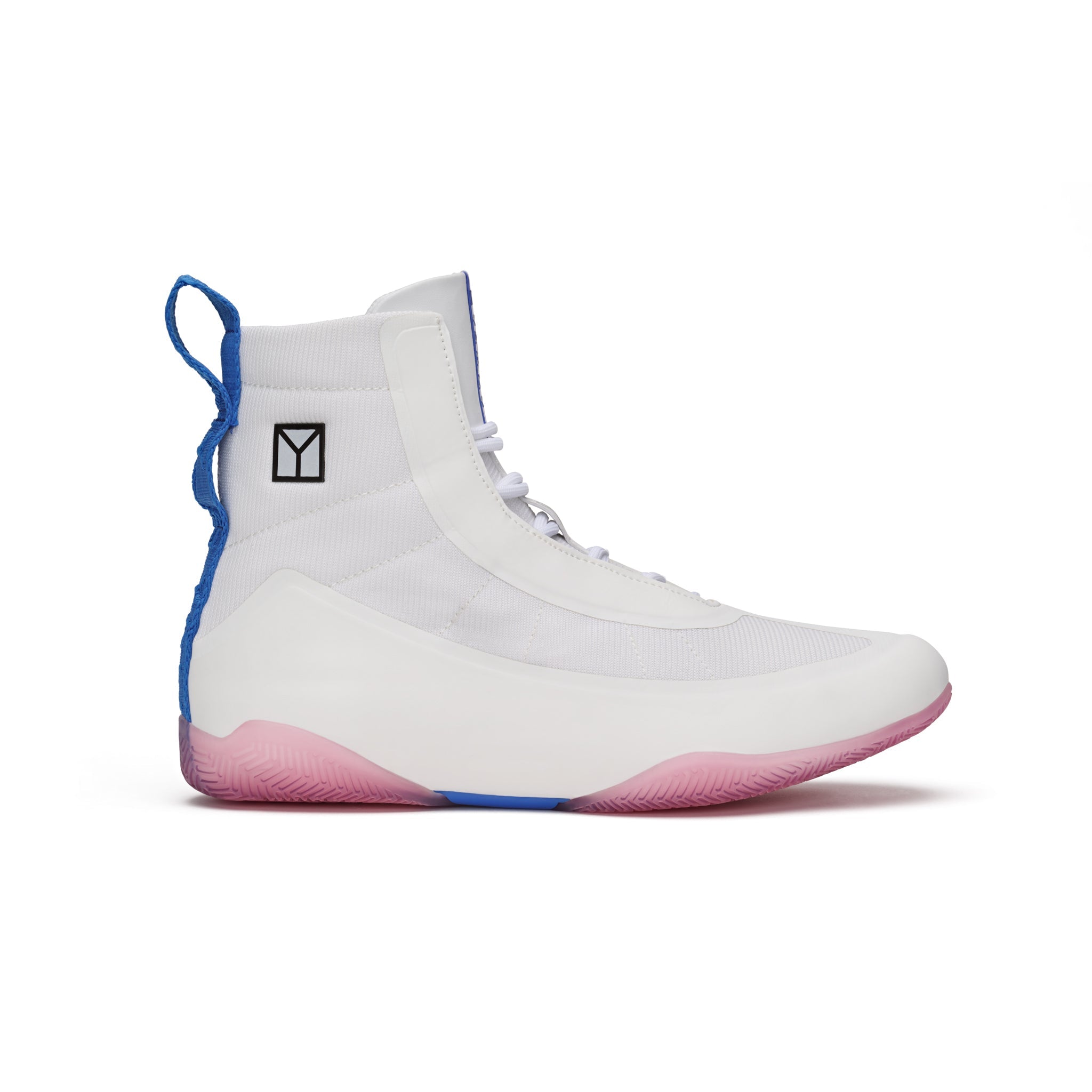 White and clearance blue boxing boots